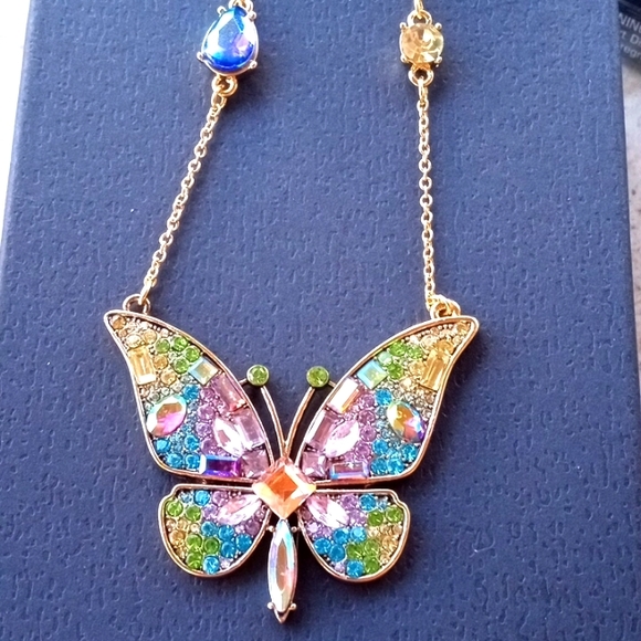 Betsey Johnson Flower Choker Necklace - Pink & Blue Pastel Floral Adjustable 22" Chain - View #7